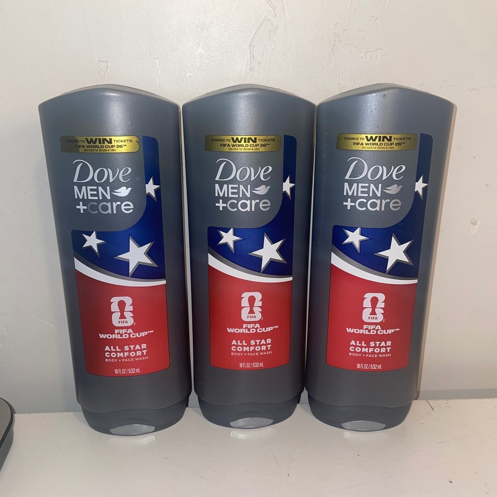 3 Pack Dove Men Care All Star Comfort Body Face Wash FIFA World Cup 18oz